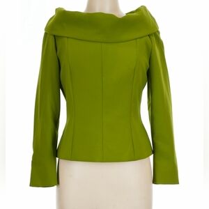 Pauw Amsterdam Olive Green Off-Shoulder Tailored Blouse